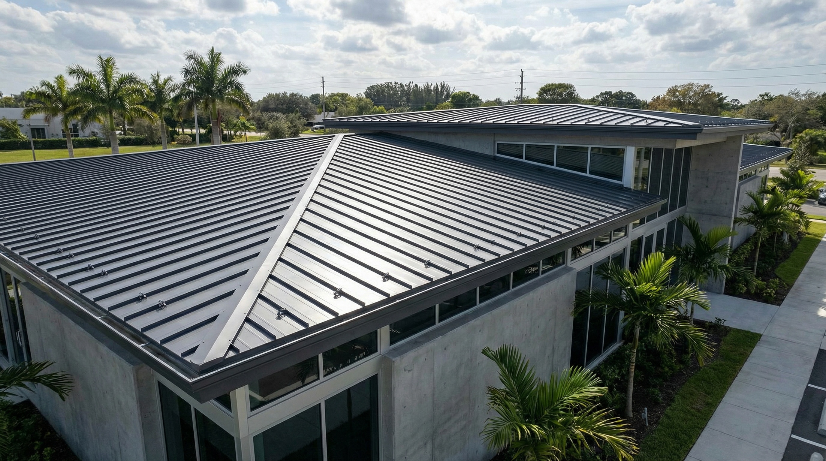 Modern Miami home with a clean flat roof system