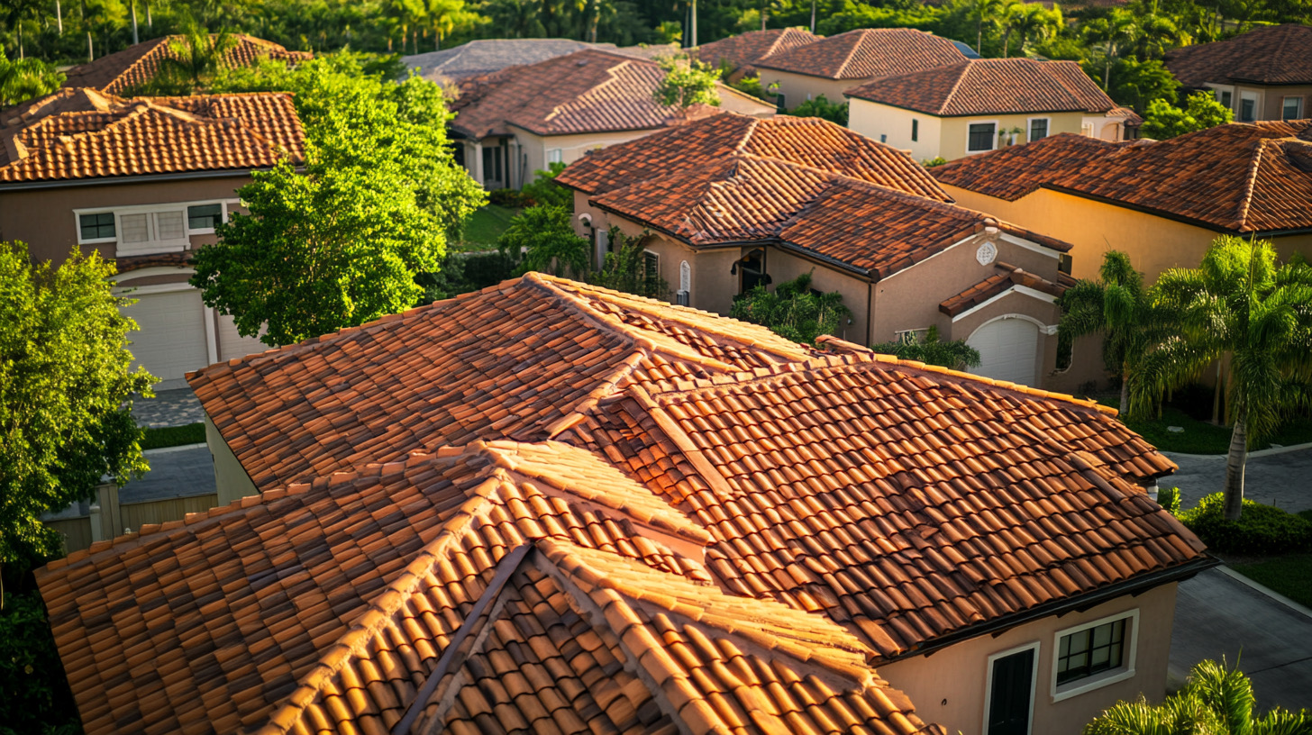 Miami residential roof with tile and shingle sections being inspected for long-term roof lifespan
