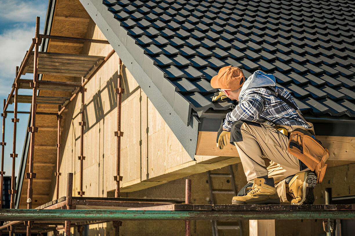 Professional Miami roofing contractor inspecting a residential roof for damage